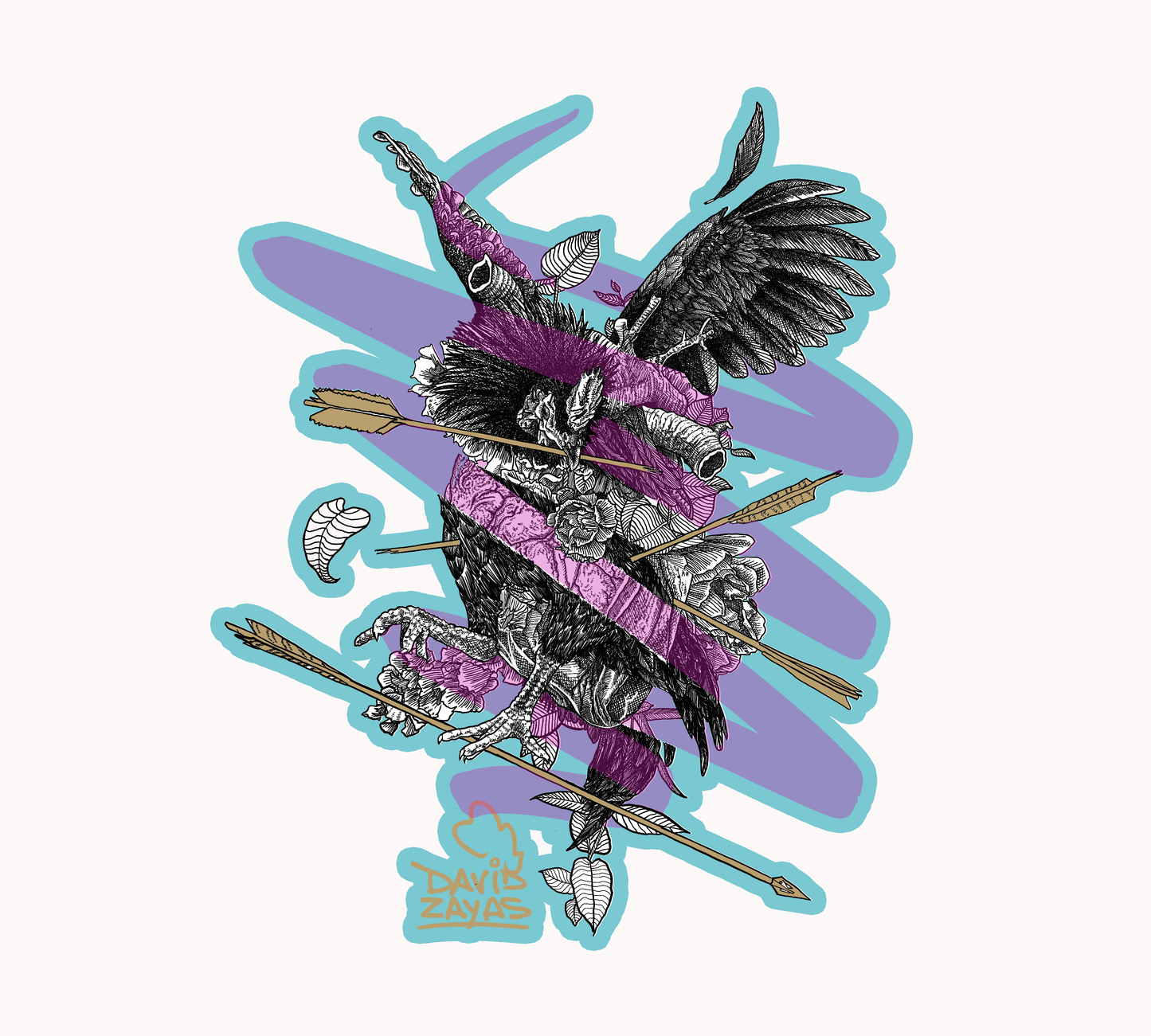 Corazón Gallo Sticker , David Zayas - Color Caribe